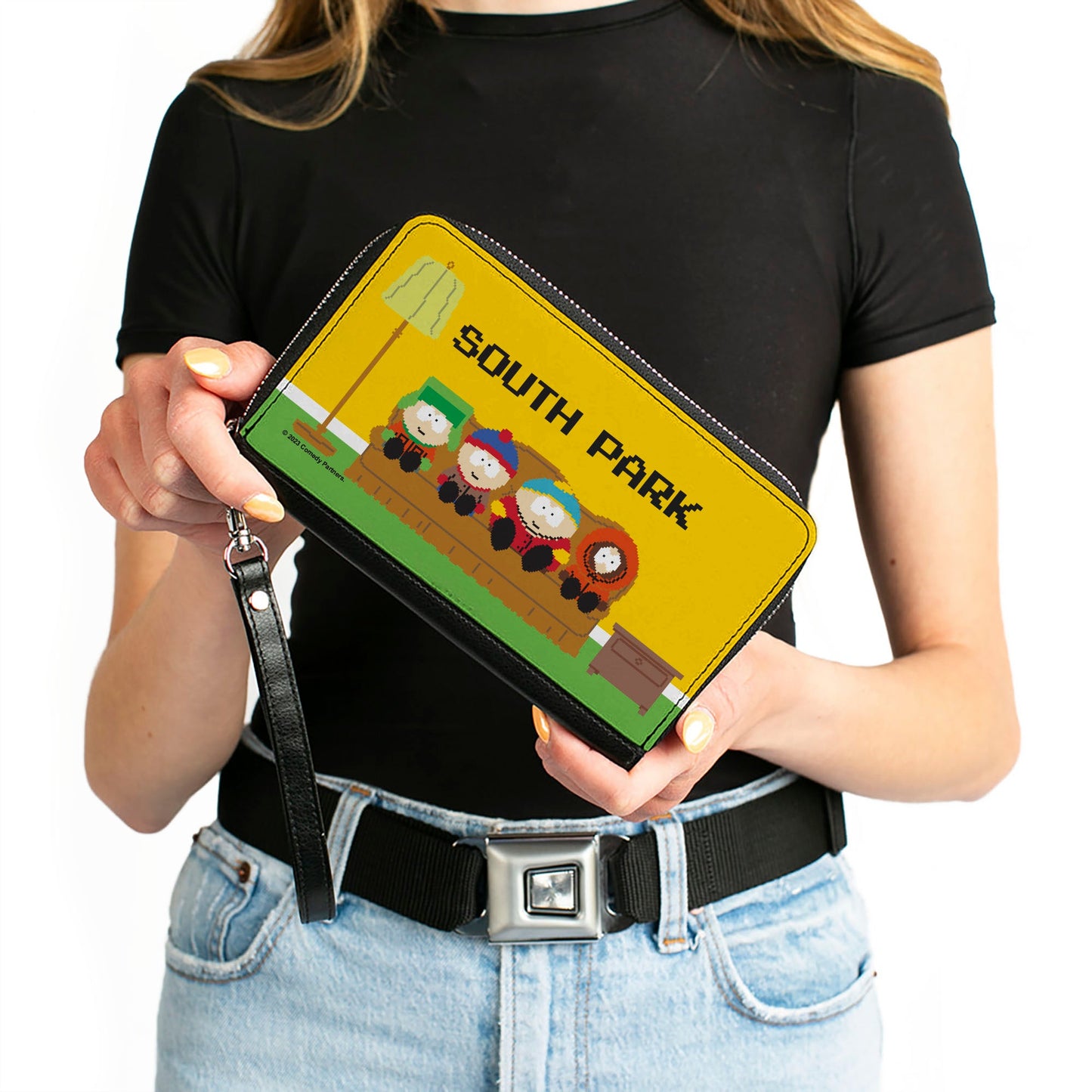 PU Zip Around Wallet Rectangle - SOUTH PARK Boys 8-Bit Couch Pose Yellow