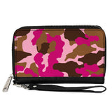 PU Zip Around Wallet Rectangle - Camo Pink