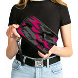 Women's PU Zip Around Wallet Rectangle - Camo Grays Pink - Buckle-Down - Flyclothing LLC