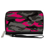 Women's PU Zip Around Wallet Rectangle - Camo Grays Pink - Buckle-Down - Flyclothing LLC