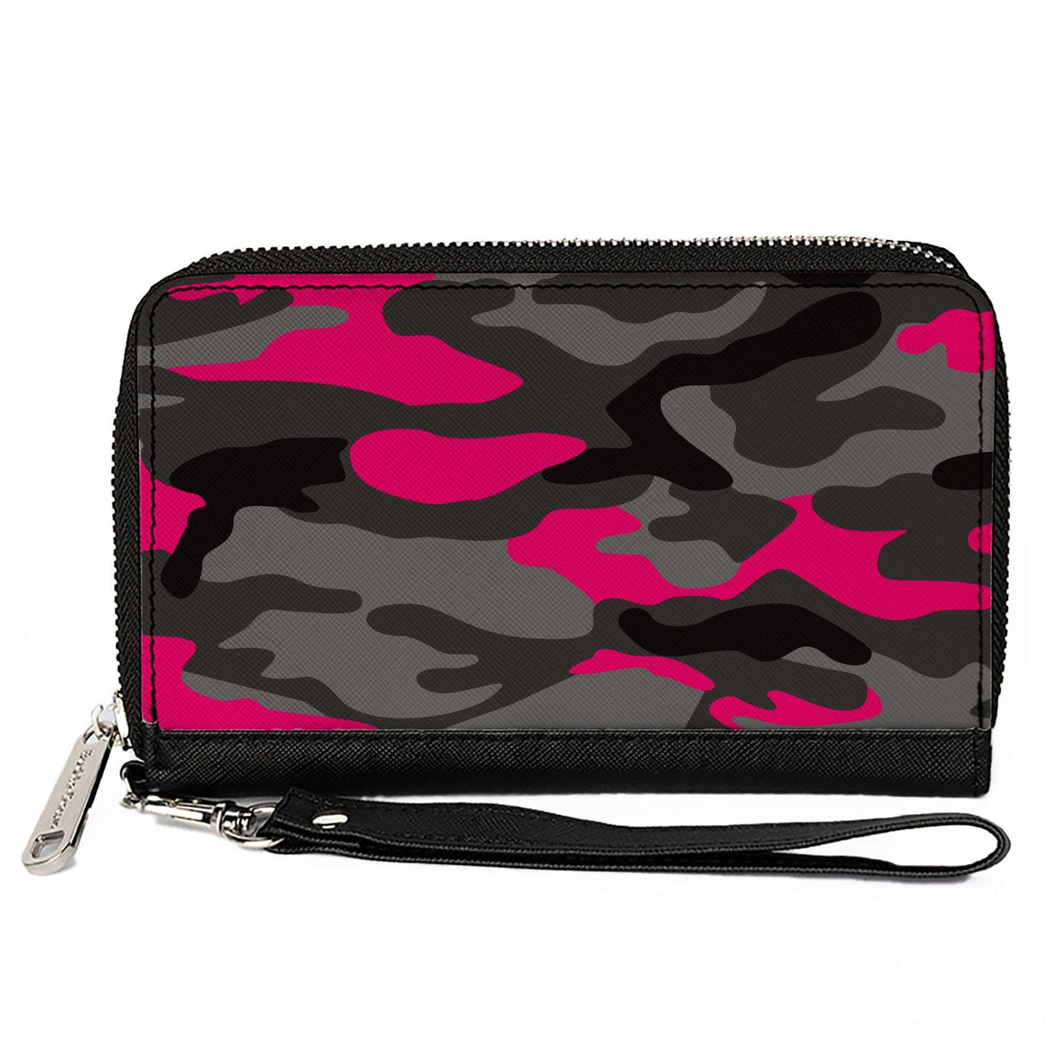 Women's PU Zip Around Wallet Rectangle - Camo Grays Pink - Buckle-Down - Flyclothing LLC