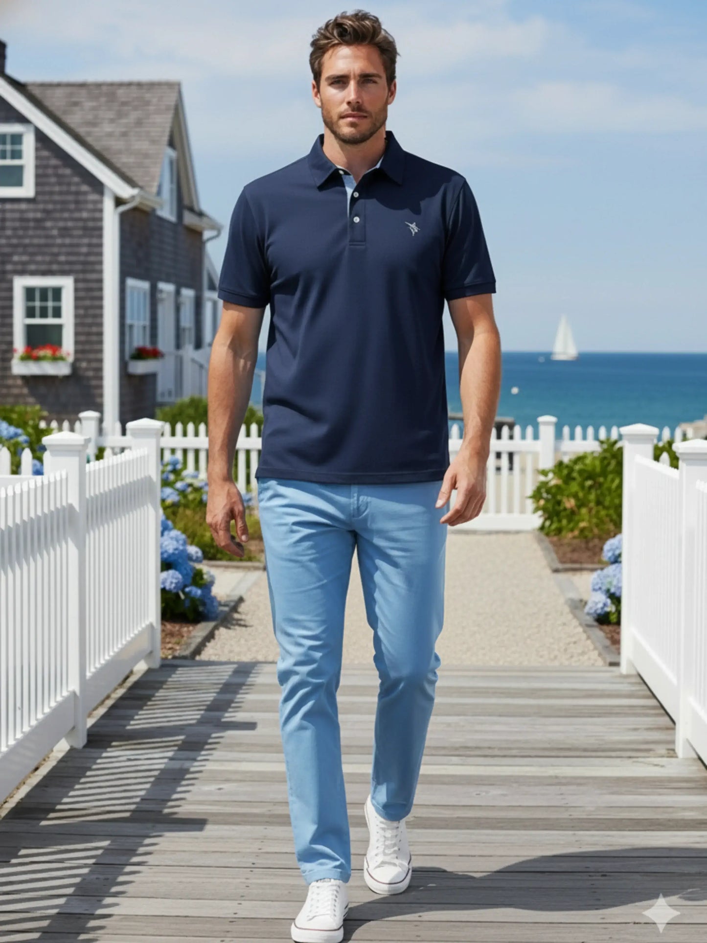 Coastline polo navy - White Water Life - Flyclothing LLC
