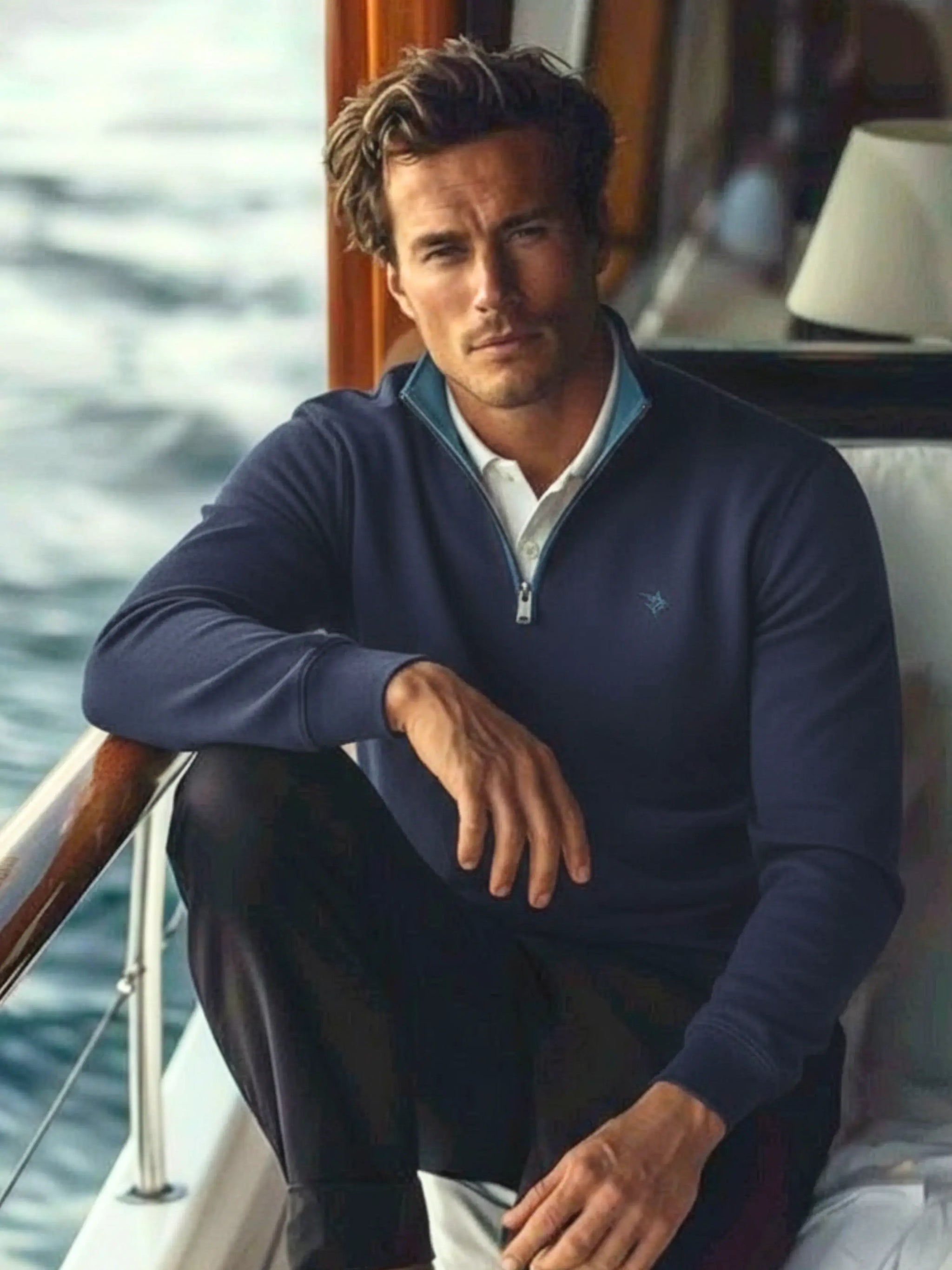 Turnberry Quarter Zip Smooth Knit - White Water Life - Flyclothing LLC