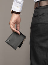 Wealth Ward Black Bi-folded Wallet - Classy Leather Bags - Flyclothing LLC