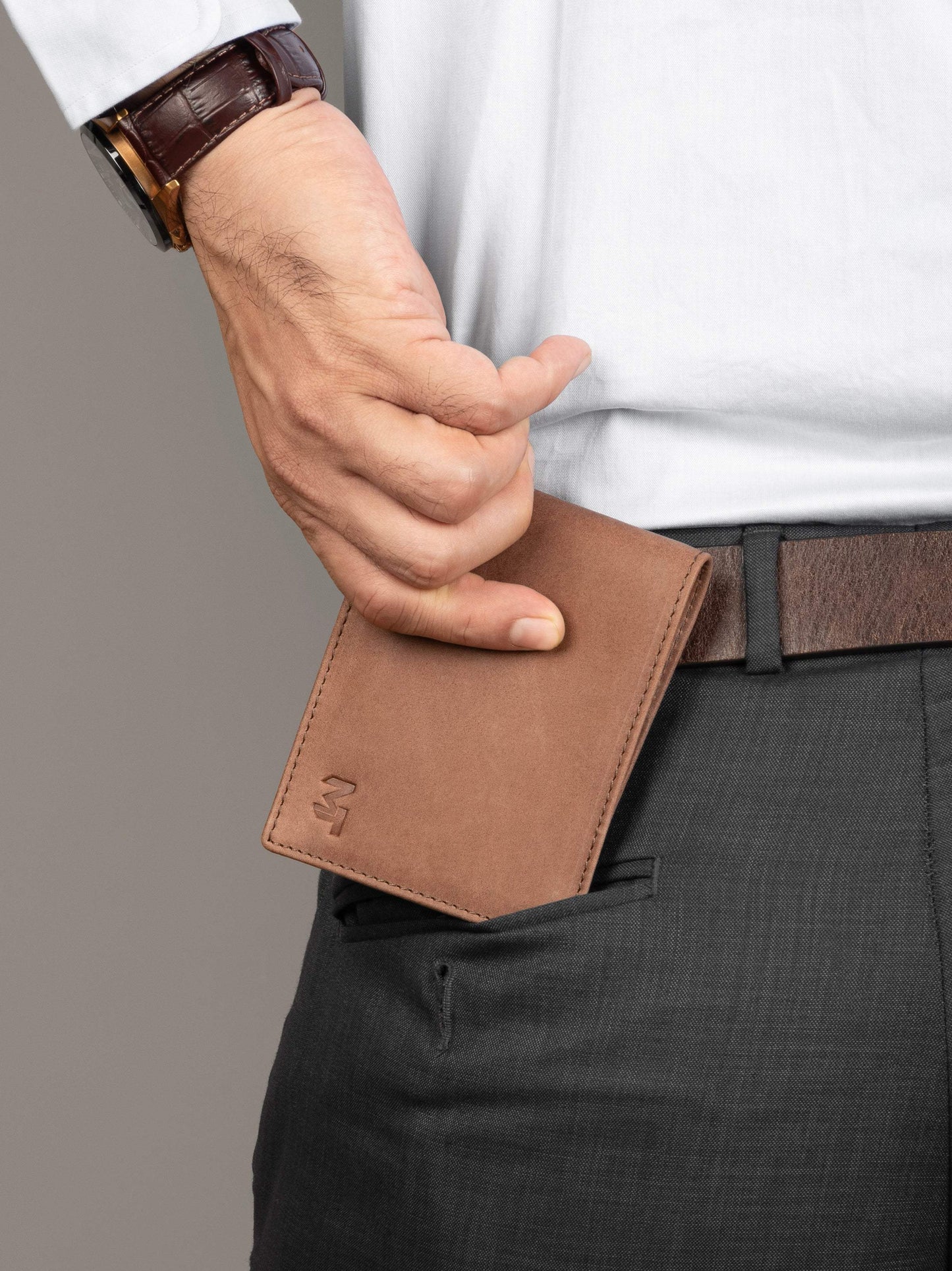 Tan Brown Slate Wallet - Mat finish - Classy Leather Bags - Flyclothing LLC