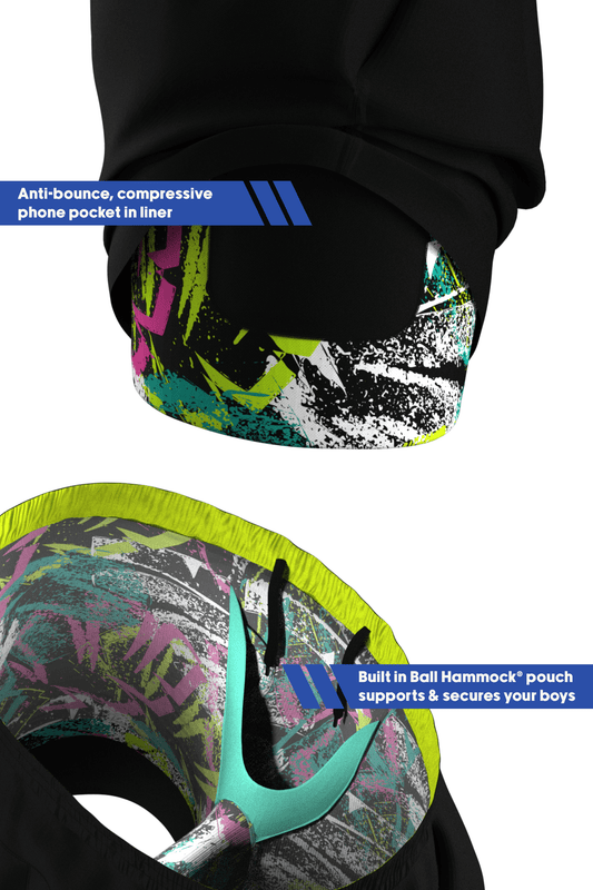 The Warm Up | Black and Neon Ball Hammock® 7 Inch Athletic Shorts - Shinesty