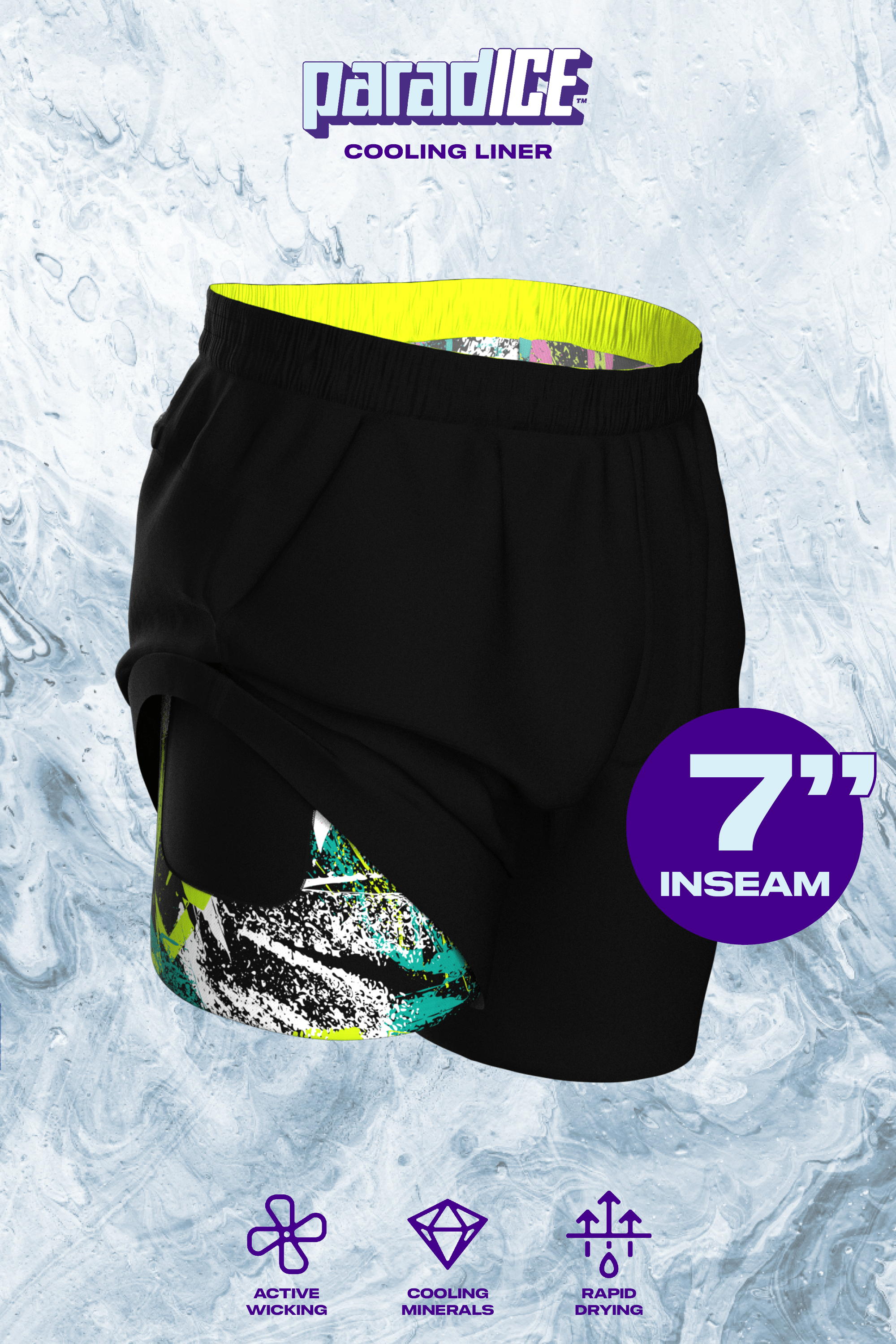 The Warm Up | Black and Neon Ball Hammock® 7 Inch Athletic Shorts - Shinesty