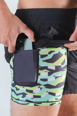 The Water Break | Black and Green Neon Ball Hammock® 5 Inch Athletic Shorts