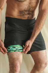 The Water Break | Black and Green Neon Ball Hammock® 7 Inch Athletic Shorts