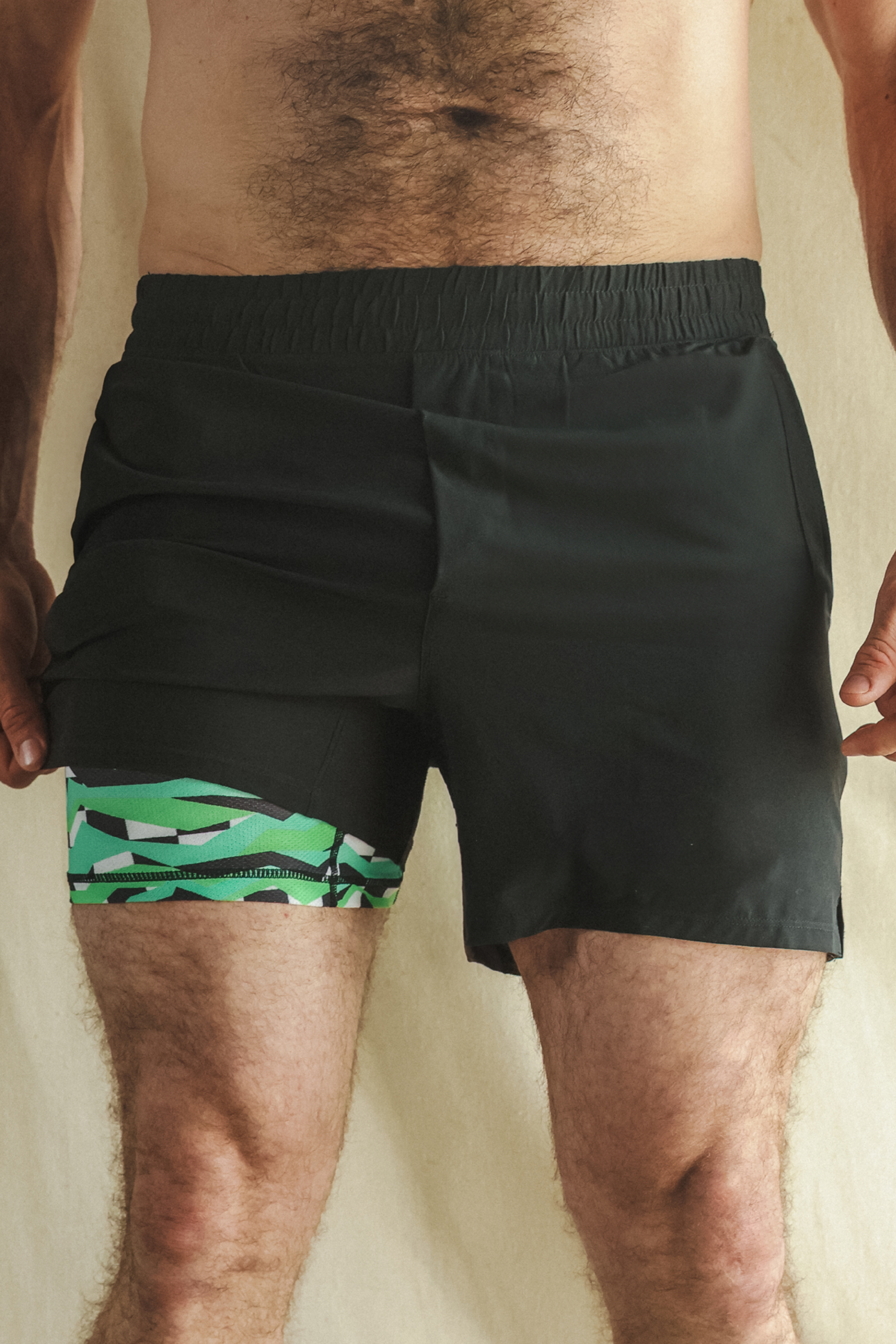 The Water Break | Black and Green Neon Ball Hammock® 7 Inch Athletic Shorts