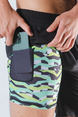 The Water Break | Black and Green Neon Ball Hammock® 9 Inch Athletic Shorts