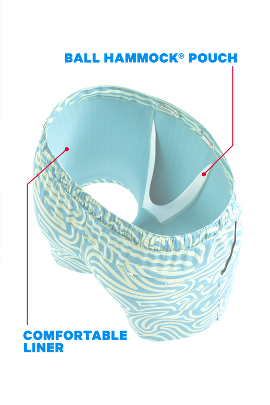 The Water Park | Neon Abstract Line Ball Hammock® Pouch 8" Swim Trunks - Shinesty - Flyclothing LLC