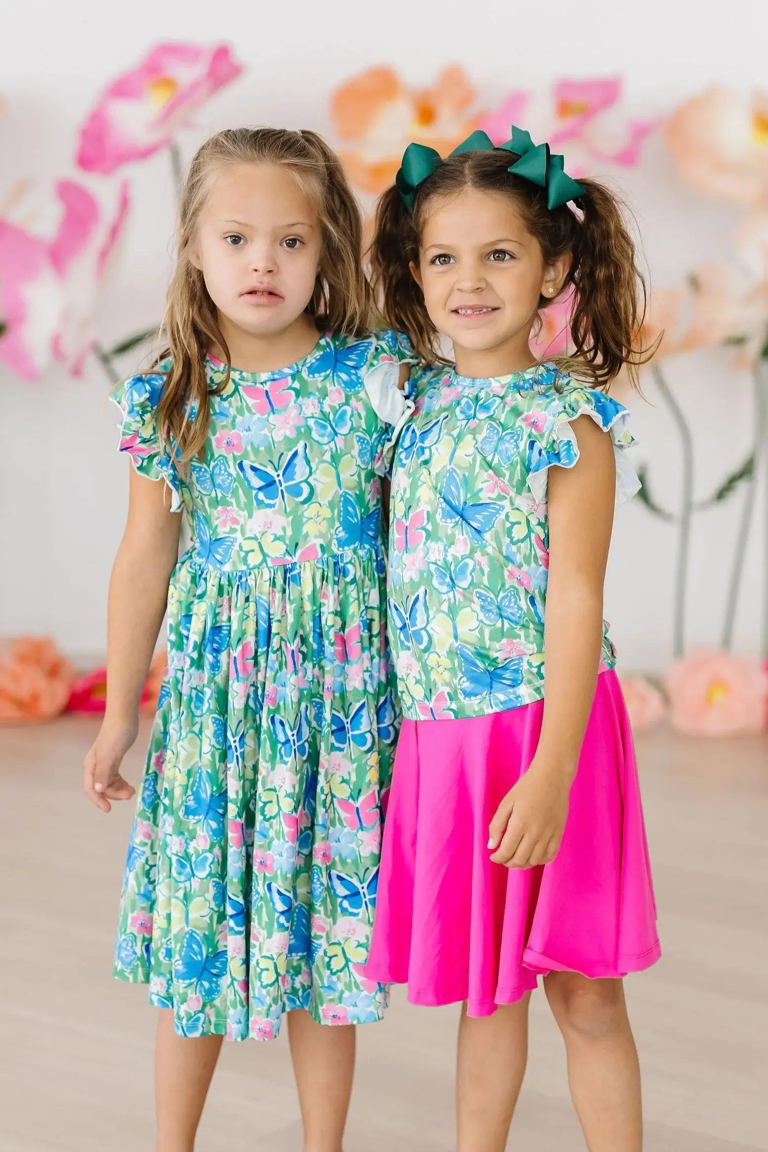 Watercolor Butterflies Flutter Sleeve Twirl Dress - Mila & Rose ® - Flyclothing LLC