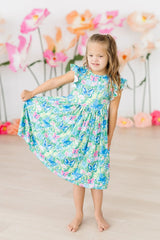 Watercolor Butterflies Flutter Sleeve Twirl Dress - Mila & Rose ® - Flyclothing LLC