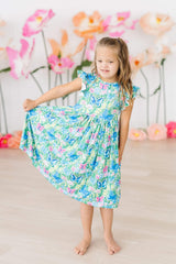Watercolor Butterflies Flutter Sleeve Twirl Dress - Mila & Rose ® - Flyclothing LLC