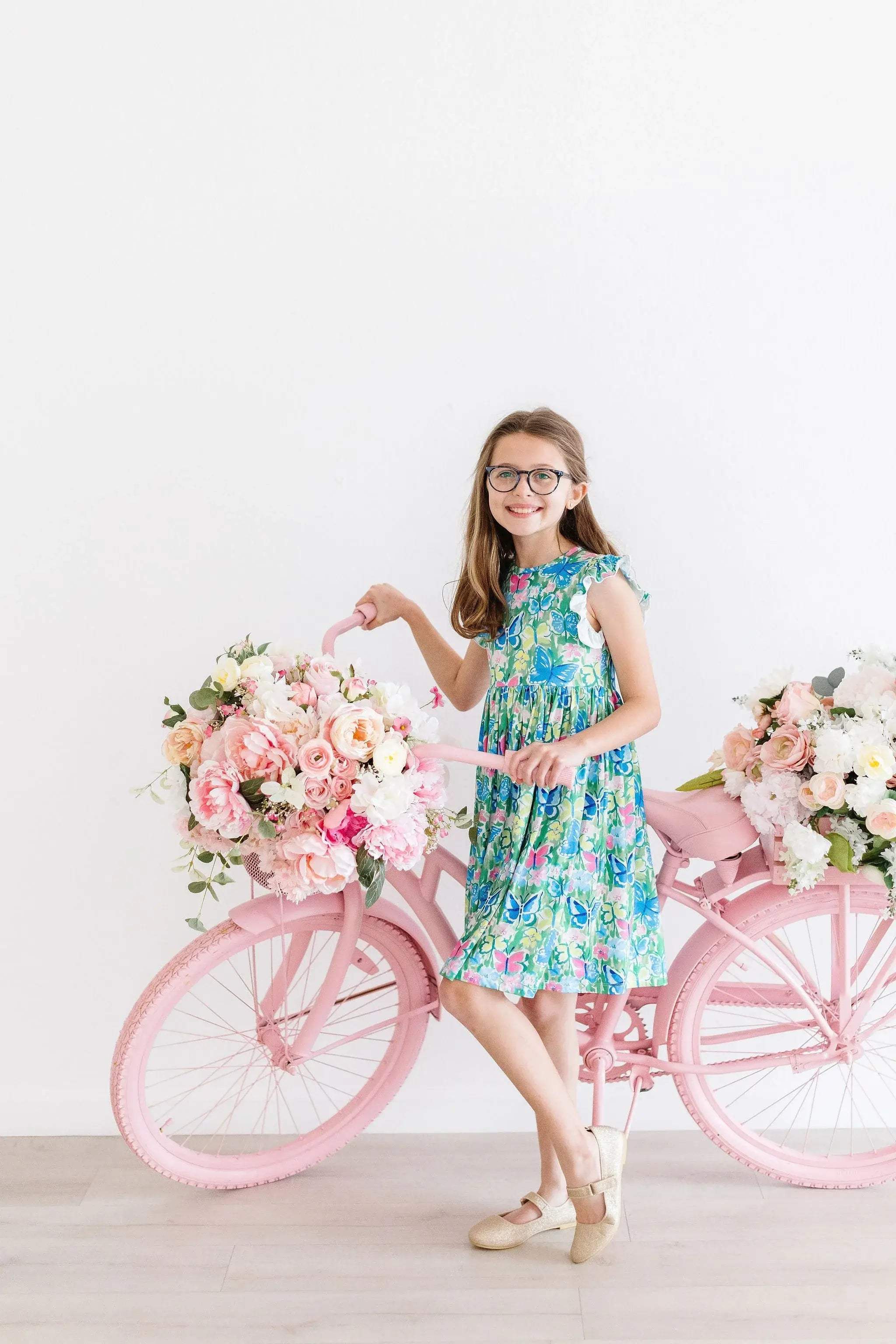 Watercolor Butterflies Flutter Sleeve Twirl Dress - Mila & Rose ® - Flyclothing LLC