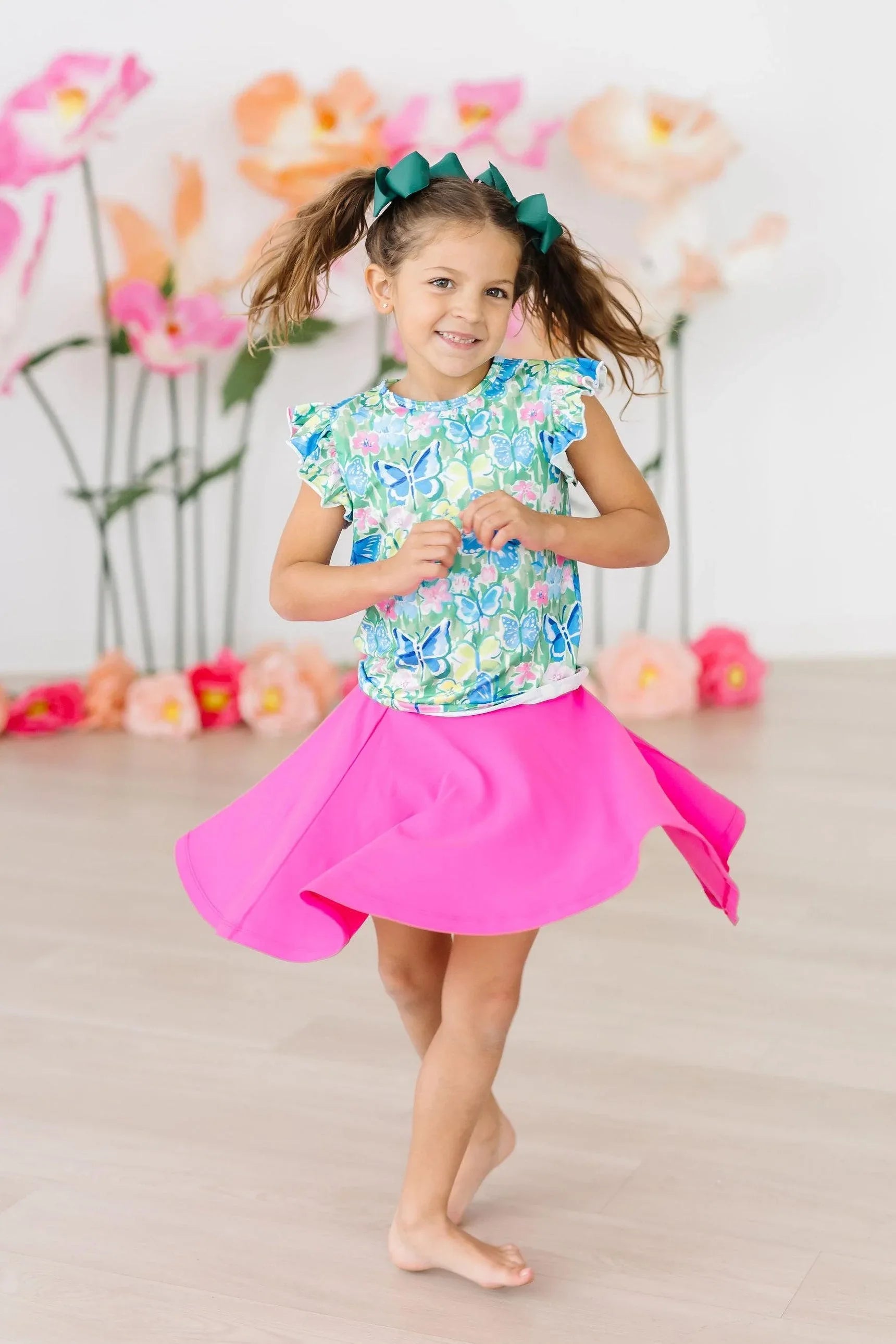 Watercolor Butterflies S/S Ruffle Tee - Mila & Rose ® - Flyclothing LLC