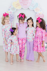 Watercolor Hearts 3/4 Sleeve Pocket Twirl Dress - Mila & Rose ® - Flyclothing LLC