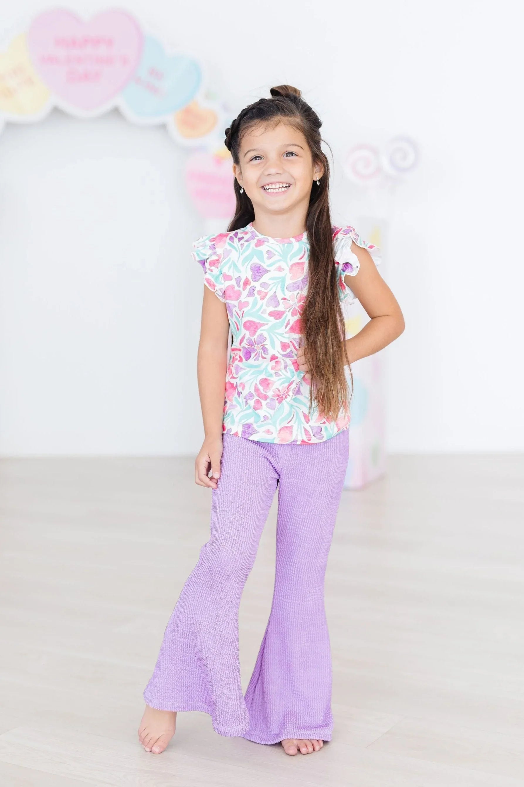 Watercolor Hearts S/S Ruffle Tee - Mila & Rose ® - Flyclothing LLC