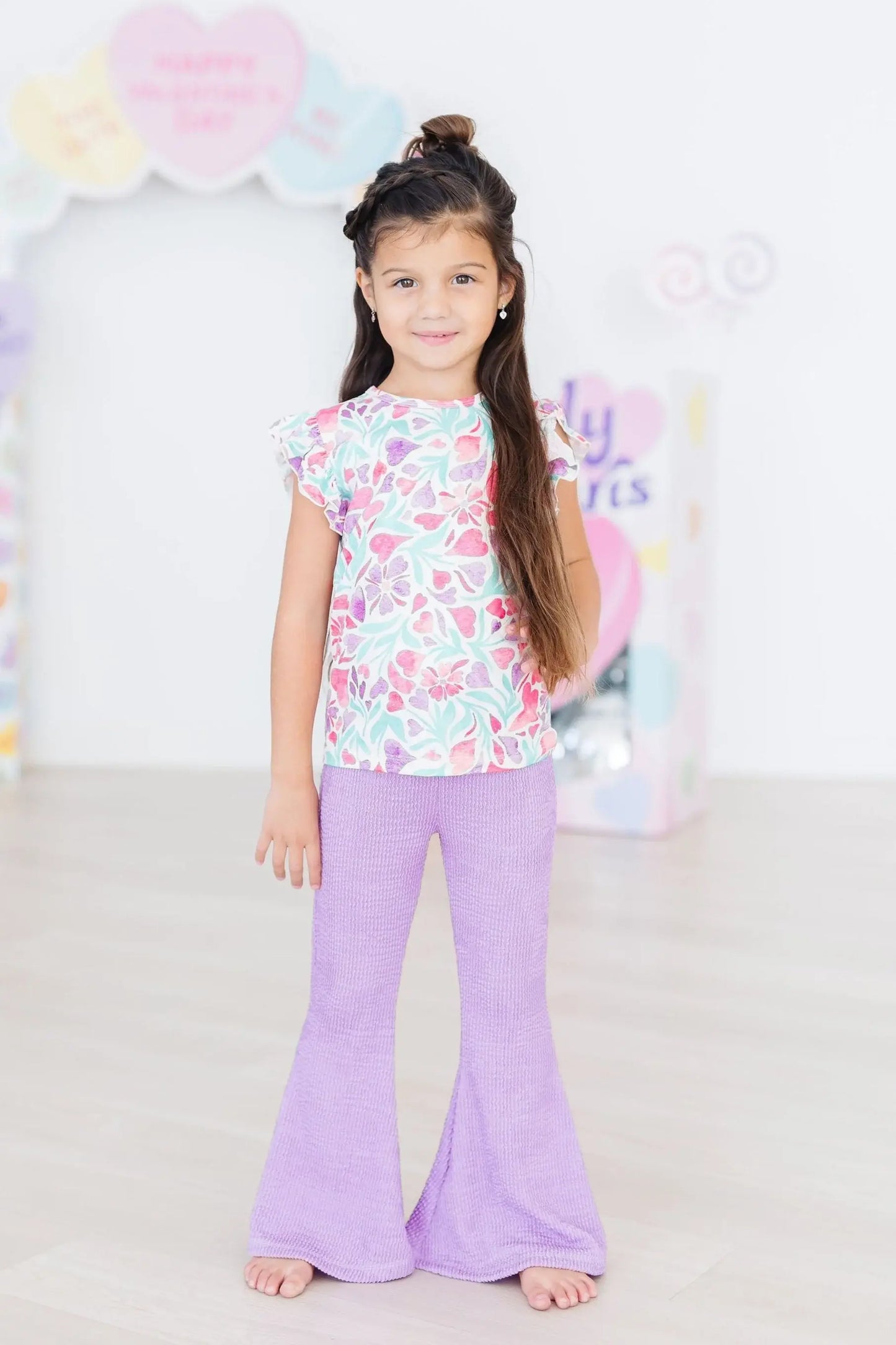 Watercolor Hearts S/S Ruffle Tee - Mila & Rose ® - Flyclothing LLC