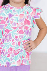 Watercolor Hearts S/S Ruffle Tee - Mila & Rose ® - Flyclothing LLC