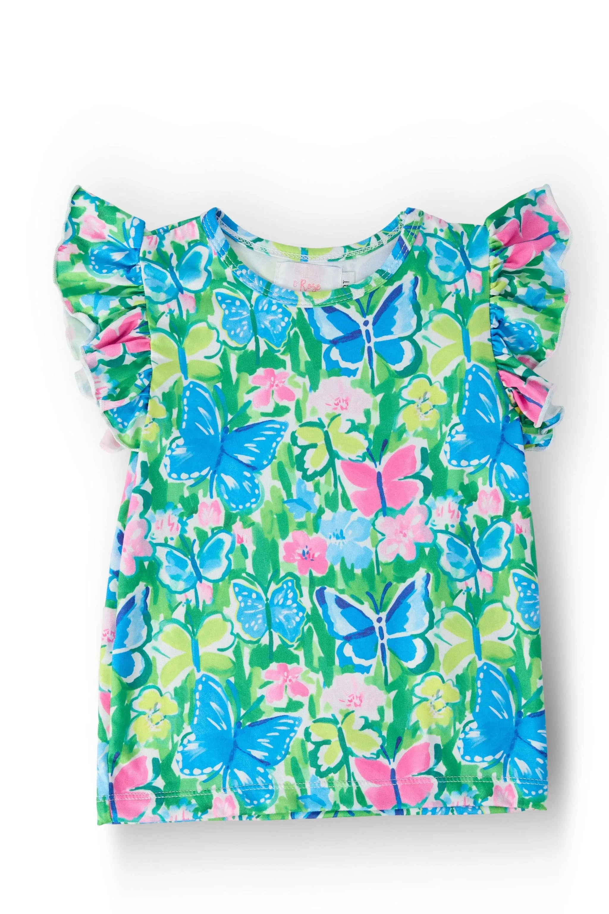 Watercolor Butterflies S/S Ruffle Tee - Mila & Rose ® - Flyclothing LLC