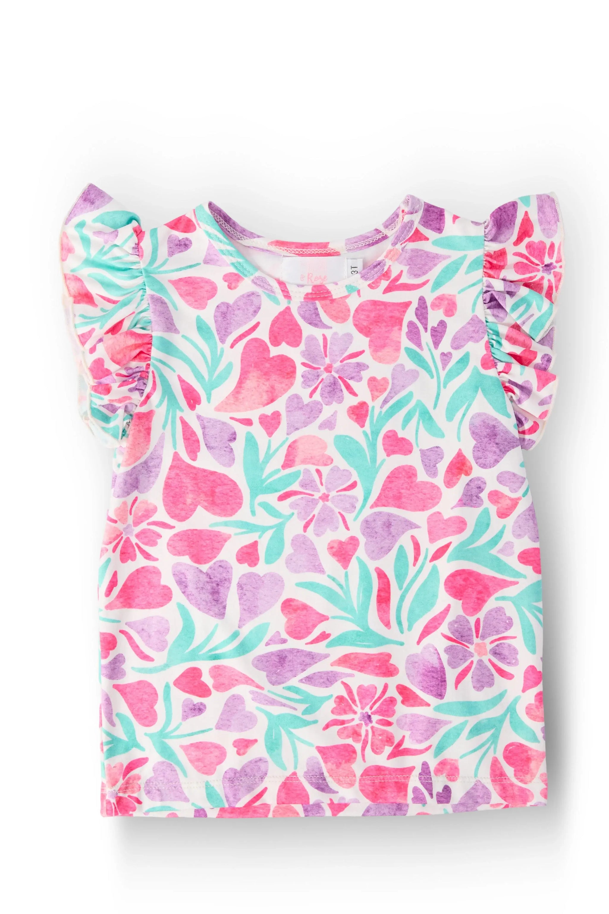 Watercolor Hearts S/S Ruffle Tee - Mila & Rose ® - Flyclothing LLC