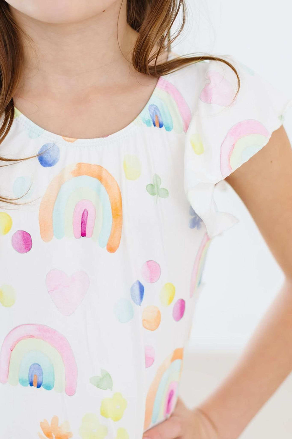 SALE Watercolor Rainbows S/S Flutter Sleeve Leotard - Mila & Rose ® - Flyclothing LLC