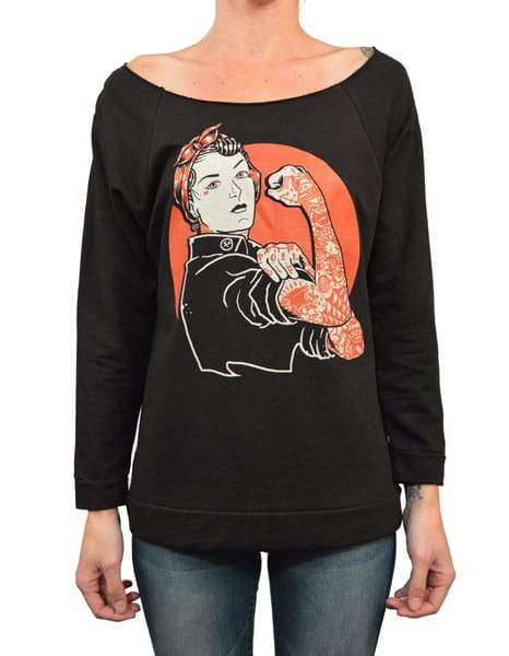 Black Market Art Company We Can Do It Women's Unfinished Scoop Neck Sweatshirt - Black Market Art Company - Flyclothing LLC
