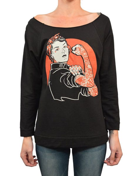Black Market Art Company We Can Do It Women's Unfinished Scoop Neck SweatShirt