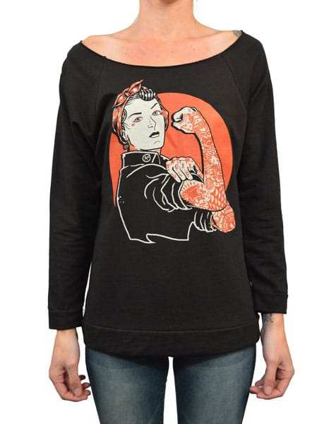 Black Market Art Company We Can Do It Women's Unfinished Scoop Neck Sweatshirt - Black Market Art Company - Flyclothing LLC