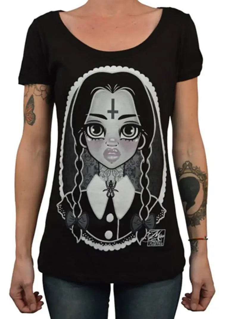 Black Market Art Company Wednesday Women's Scoop Neck T-Shirt - Black Market Art Company - Flyclothing LLC