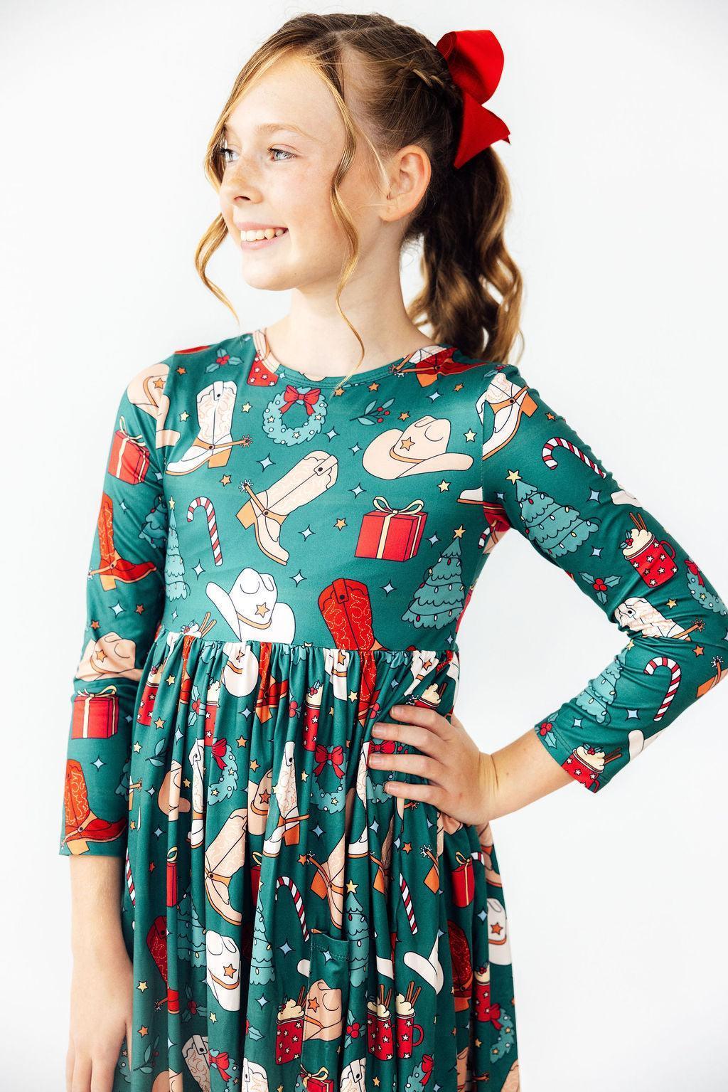 Western Wonderland L/S Pocket Twirl Dress - Mila & Rose ® - Flyclothing LLC