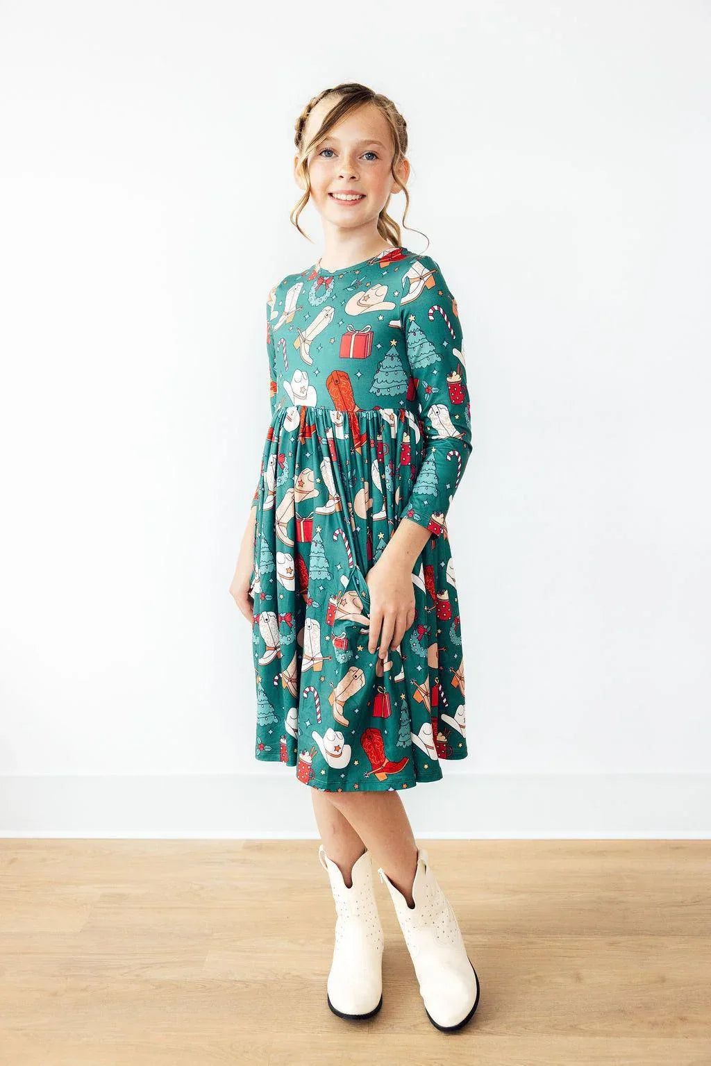 Western Wonderland L/S Pocket Twirl Dress - Mila & Rose ® - Flyclothing LLC