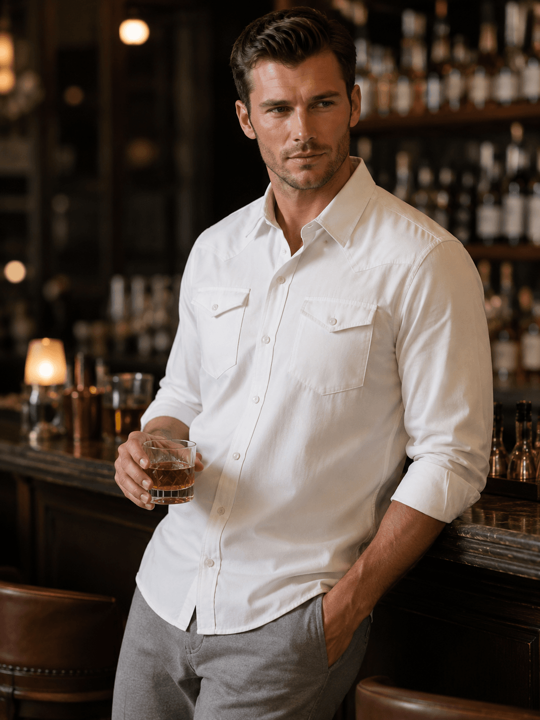 Buki's Cinqo Western Tech Shirt - White - Buki - Flyclothing LLC