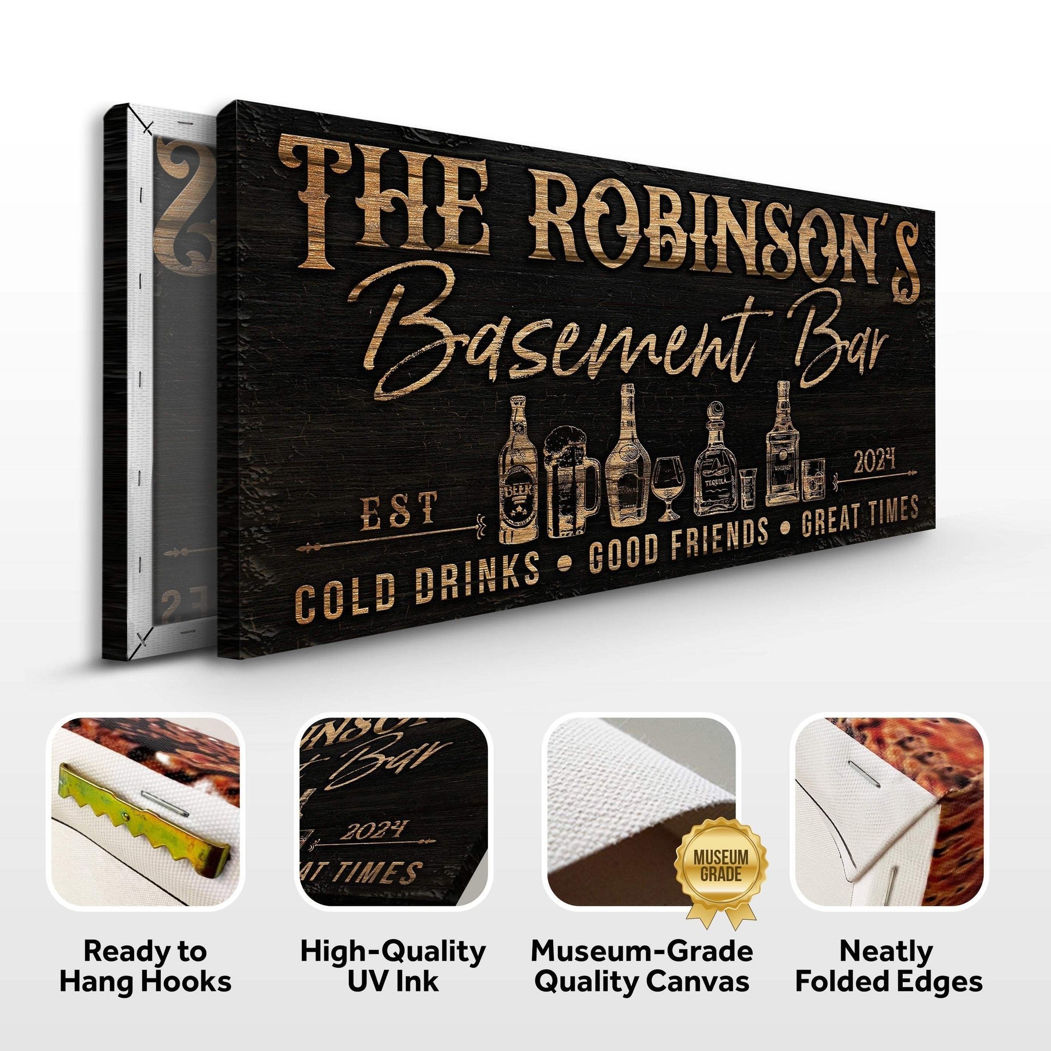 Personalized Basement Bar Sign III - Tailored Canvases - Flyclothing LLC
