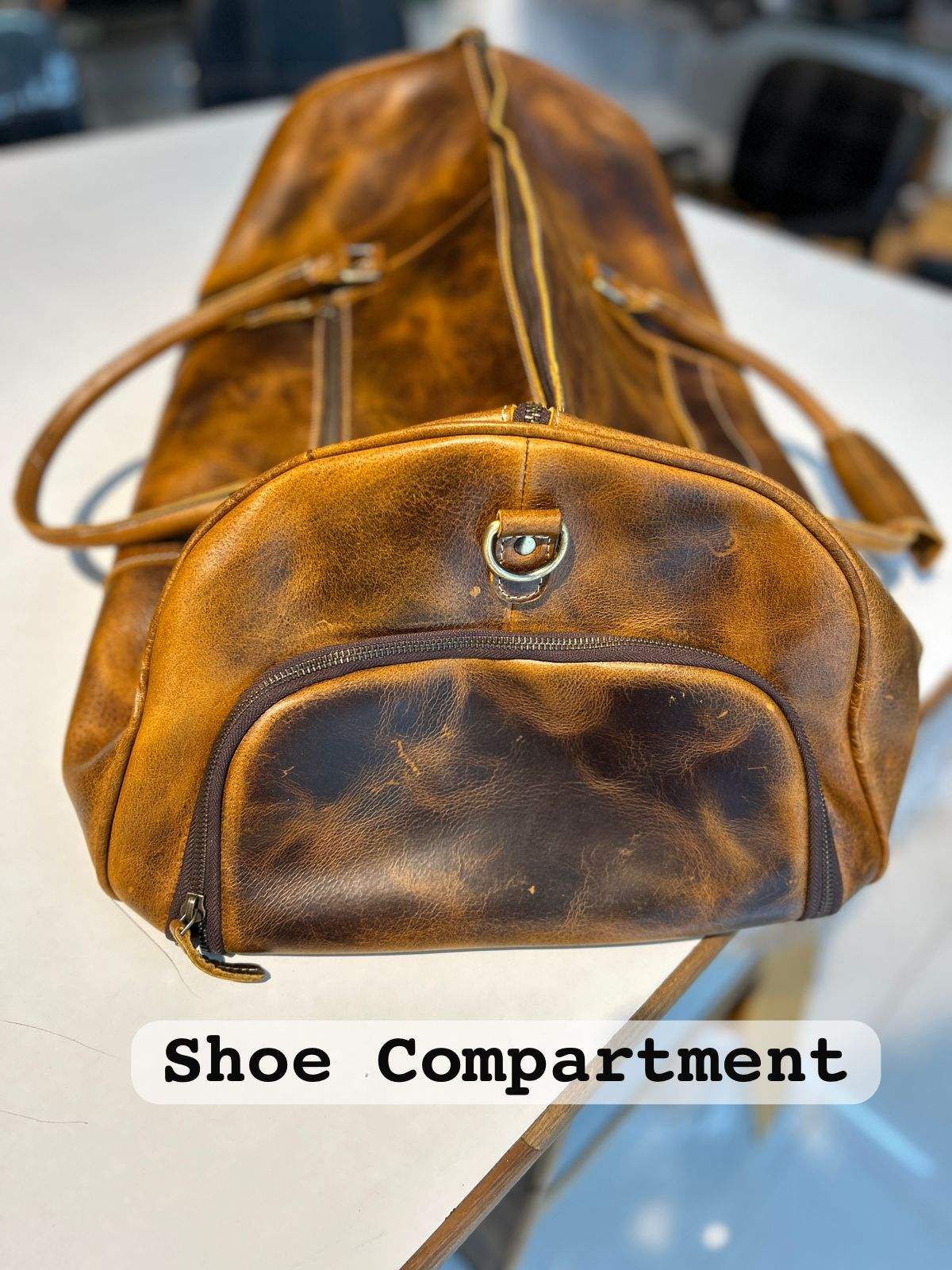 Roosevelt Full Grain Buffalo Leather Duffle - Classy Leather Bags - Flyclothing LLC
