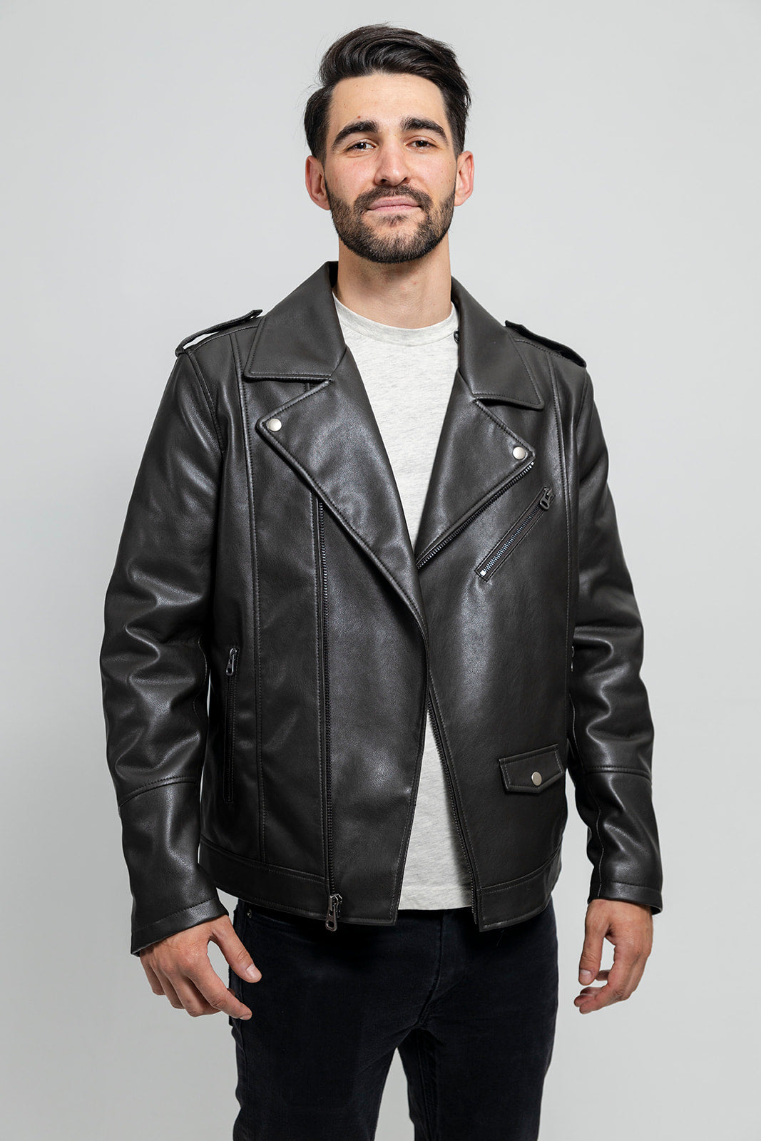 Nash Men's Faux Leather Motorcycle Jacket, Olive - Whet Blu NYC - Flyclothing LLC