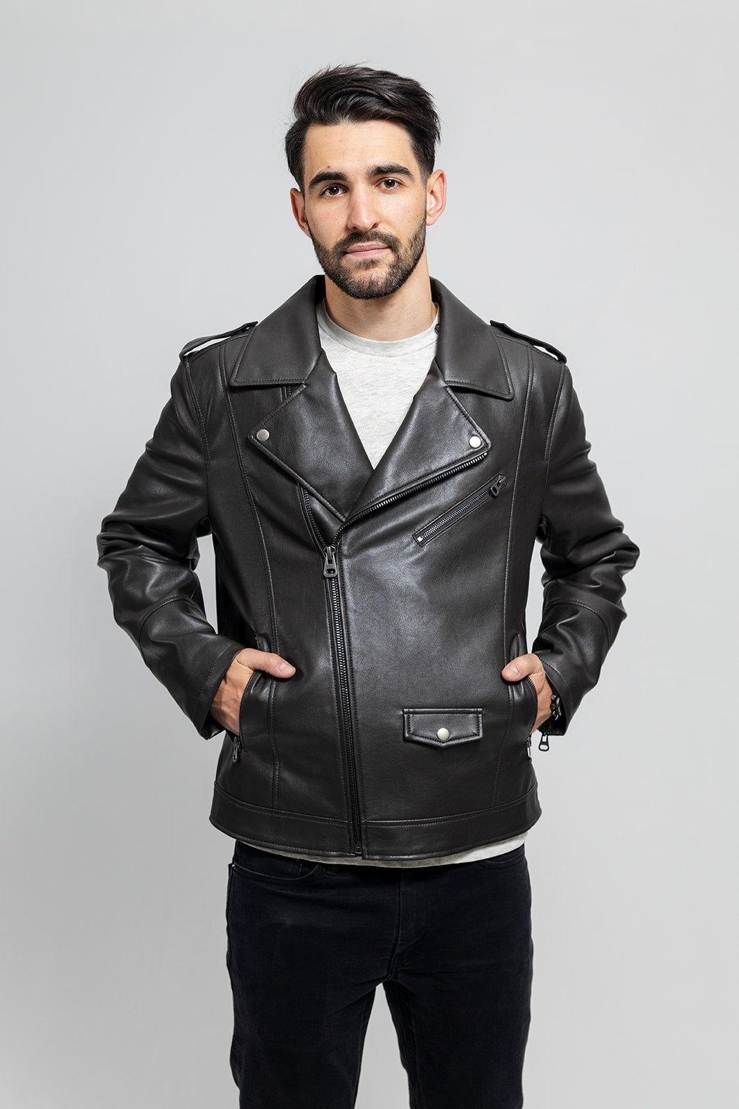 Nash Men's Faux Leather Motorcycle Jacket, Olive - Whet Blu NYC - Flyclothing LLC