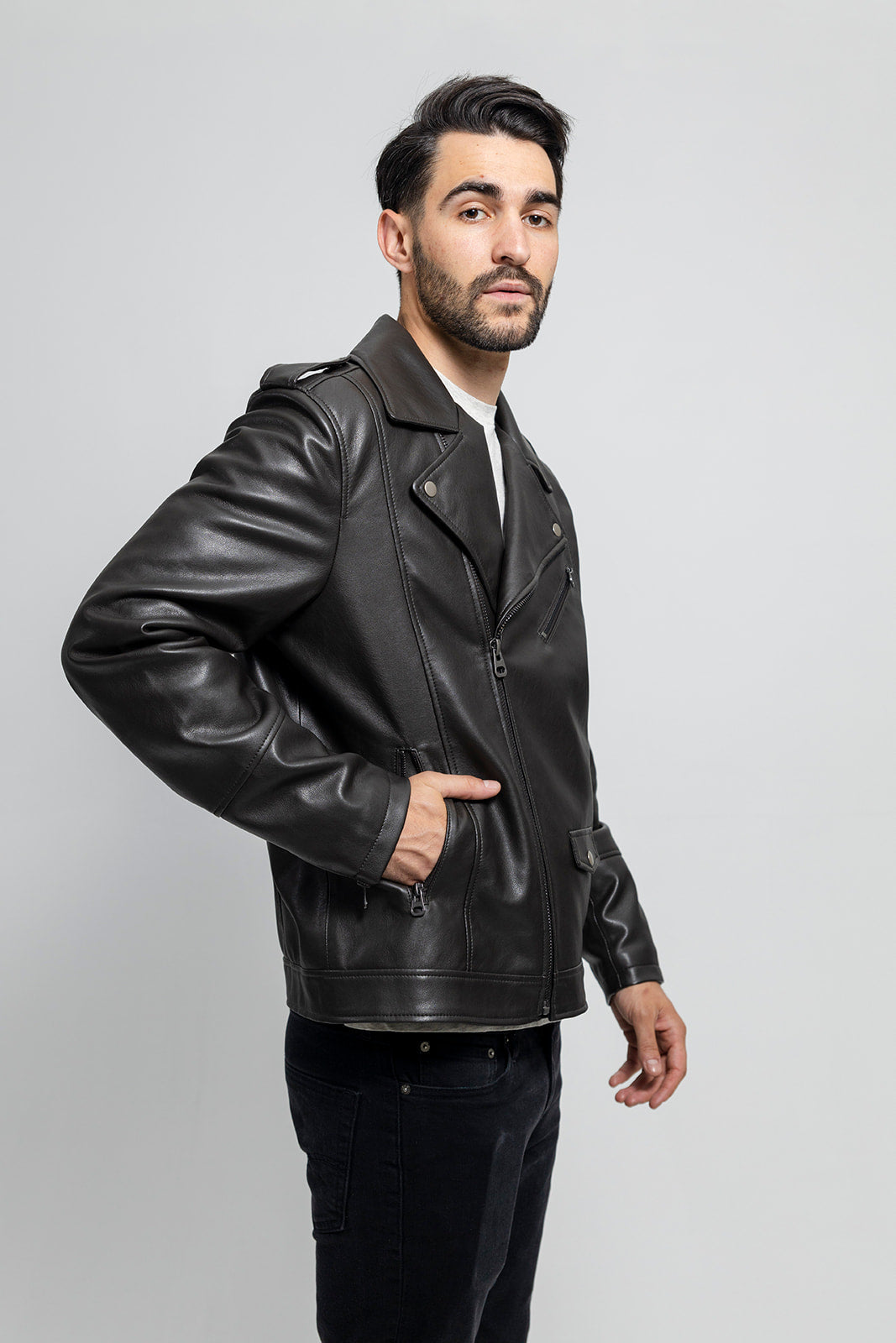 Nash Men's Faux Leather Motorcycle Jacket, Olive - Whet Blu NYC - Flyclothing LLC