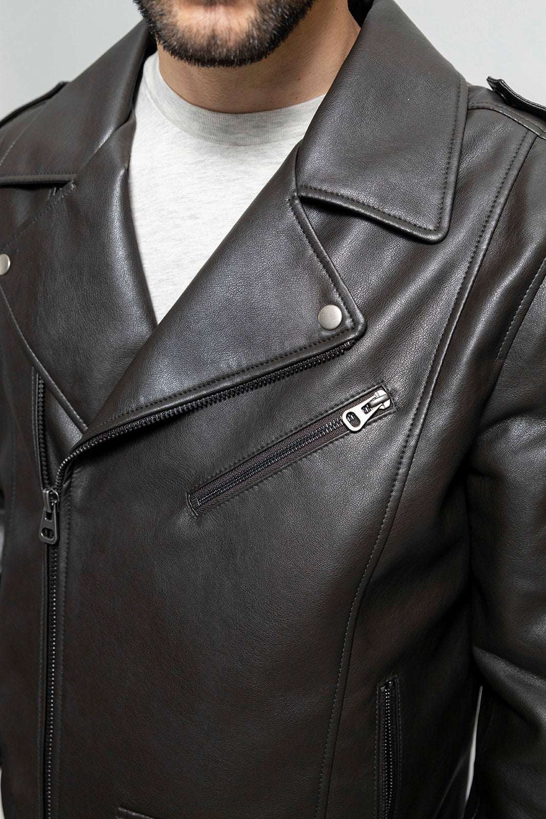 Nash Men's Faux Leather Motorcycle Jacket, Olive - Whet Blu NYC - Flyclothing LLC