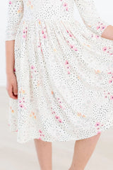 Whimsical Wildflowers 3/4 Sleeve Pocket Twirl Dress - Mila & Rose ® - Flyclothing LLC