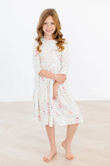 Whimsical Wildflowers 3/4 Sleeve Pocket Twirl Dress - Mila & Rose ® - Flyclothing LLC
