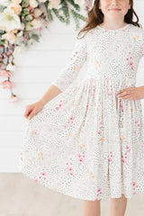 Whimsical Wildflowers 3/4 Sleeve Pocket Twirl Dress - Mila & Rose ® - Flyclothing LLC