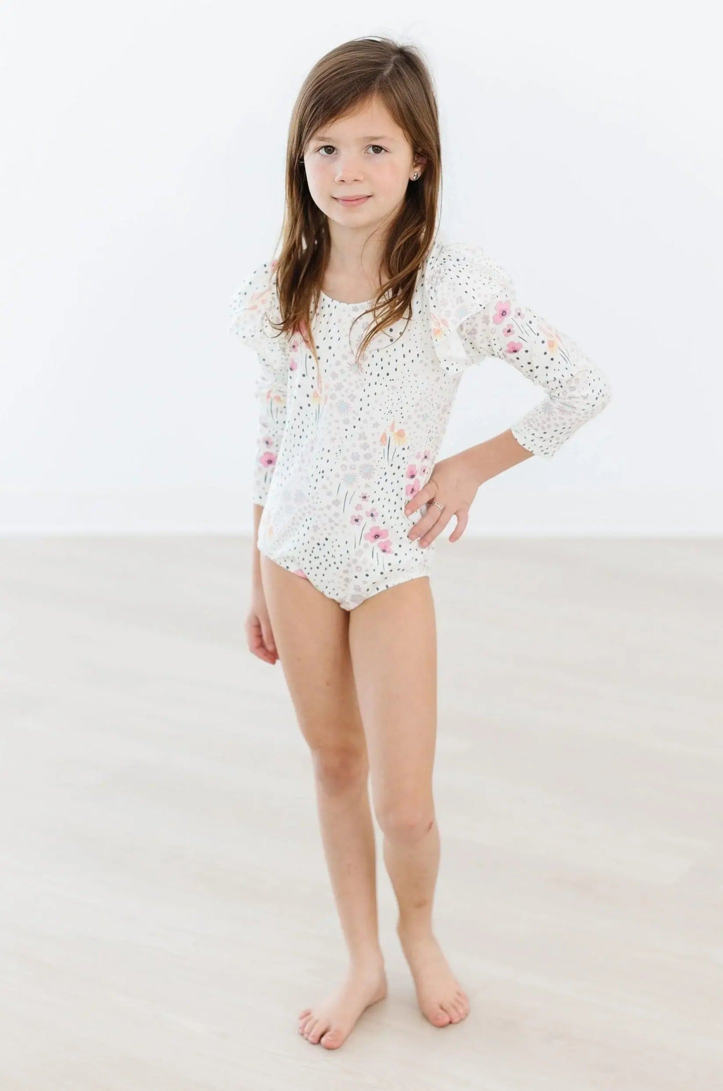 Whimsical Wildflowers L/S Flutter Sleeve Leotard - Mila & Rose ® - Flyclothing LLC