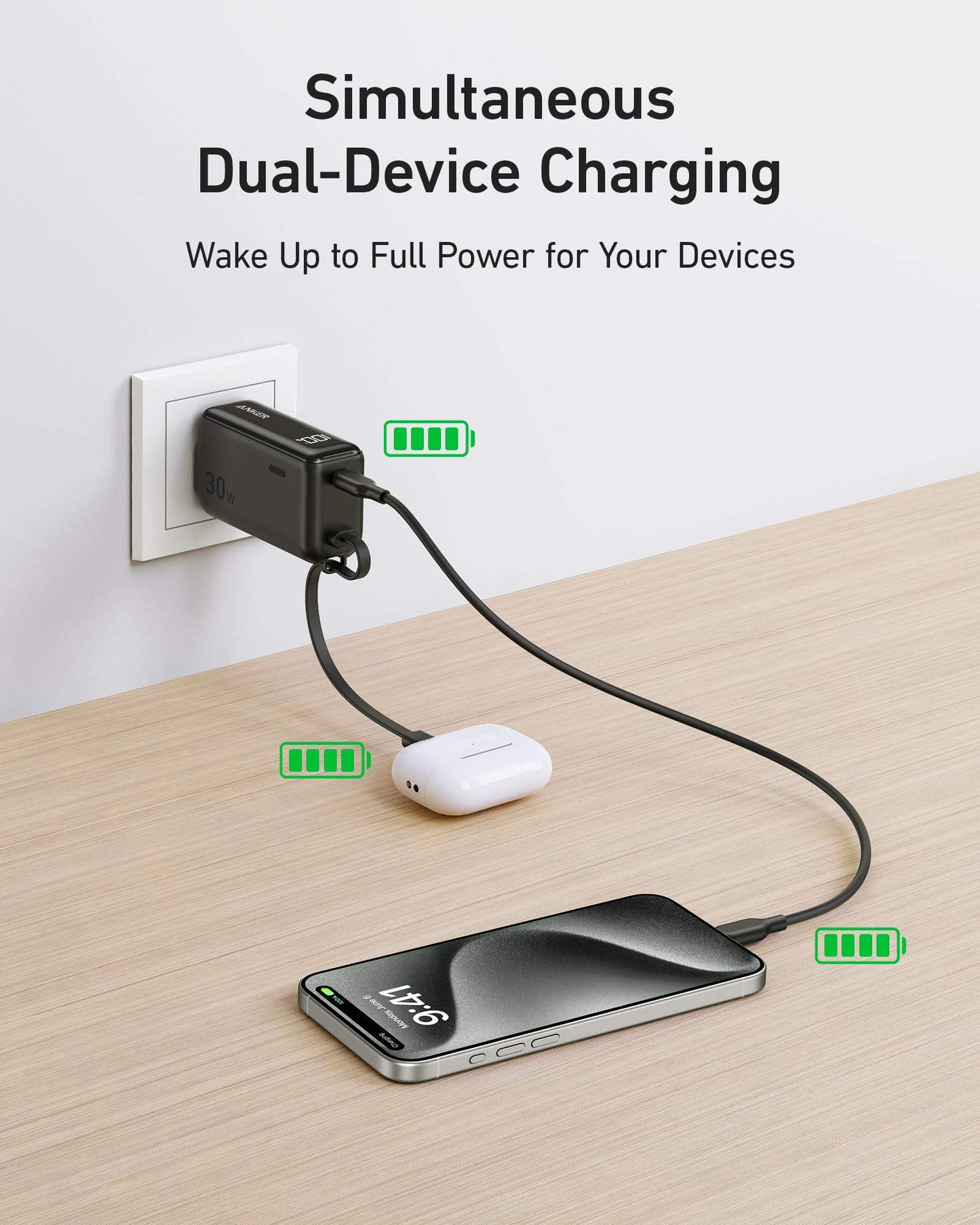 Anker Power Bank (30W, 5k, Fusion, Built-In USB-C Cable) - Anker - Flyclothing LLC