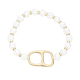 Abstract Metal Accented Faceted Beaded Stretch Bracelet - Madeline Love - Flyclothing LLC
