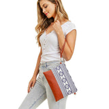 Aztec Patterned Wristlet Clutch Crossbody Bag - Madeline Love - Flyclothing LLC