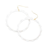 Beaded Pointed Raffia Wrapped Open Circle Dangle Earrings - Madeline Love - Flyclothing LLC