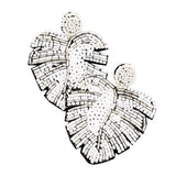 Beaded Tropical Leaf Dangle Earrings - Madeline Love - Flyclothing LLC